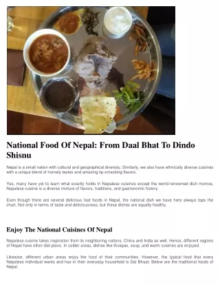 National Food Of Nepal