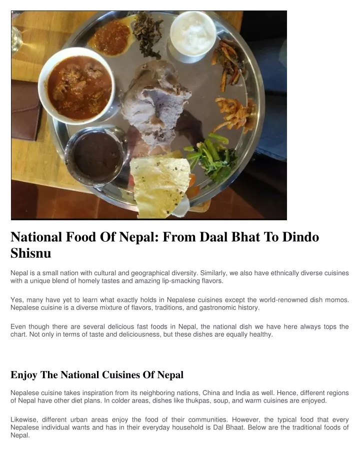 national food of nepal from daal bhat to dindo