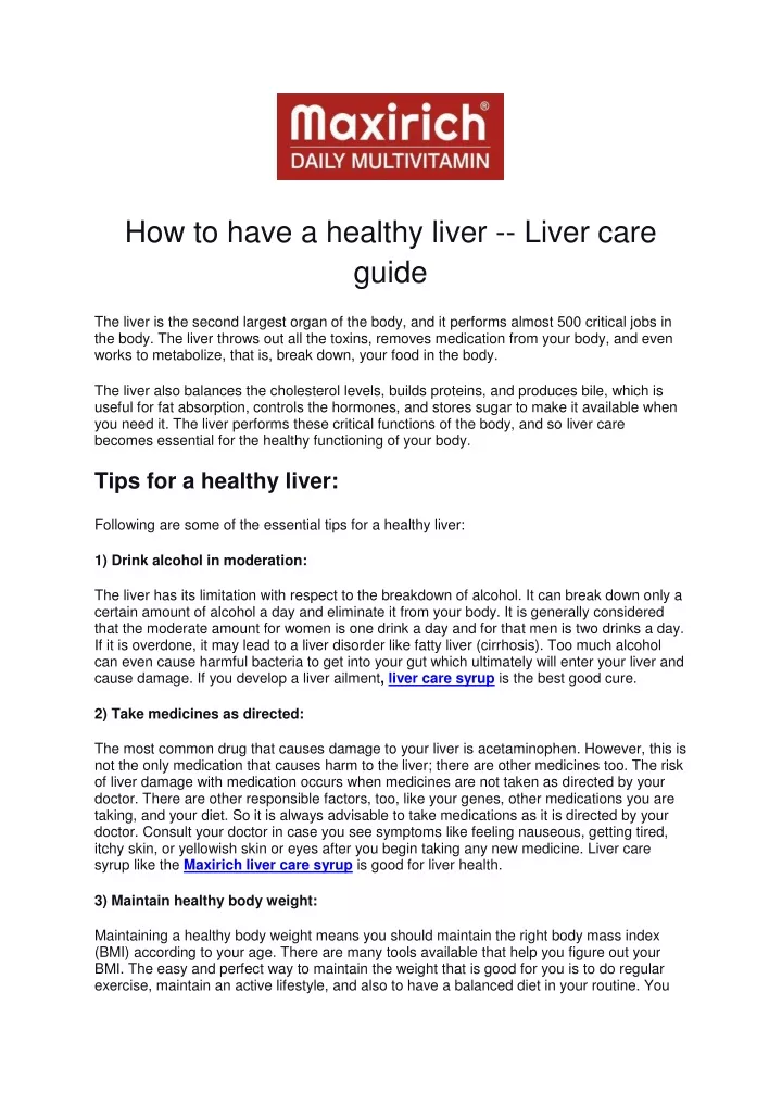 how to have a healthy liver liver care guide