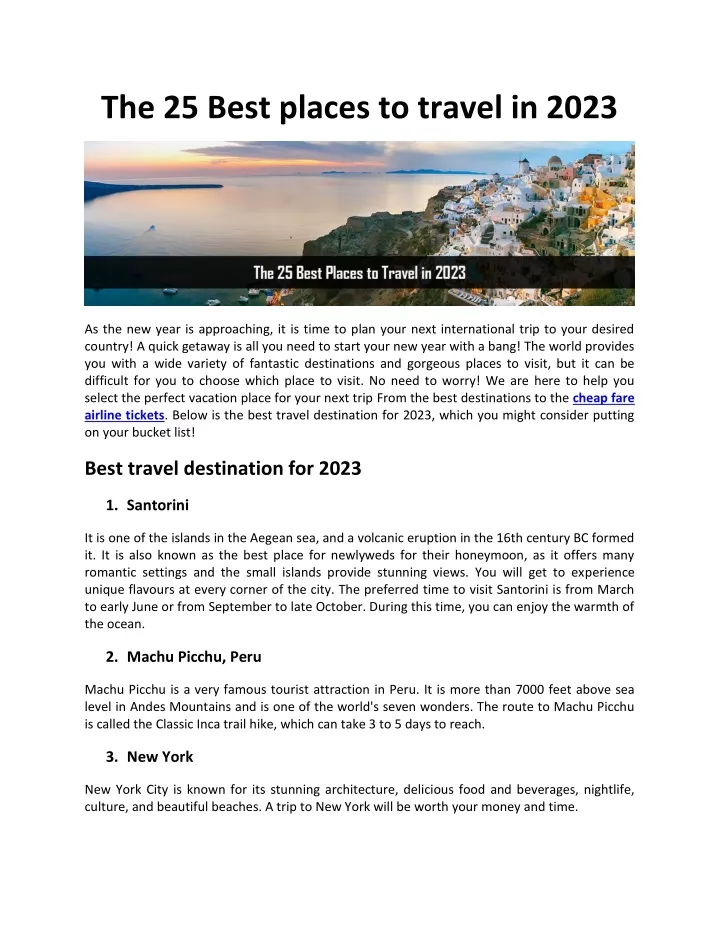 the 25 best places to travel in 2023