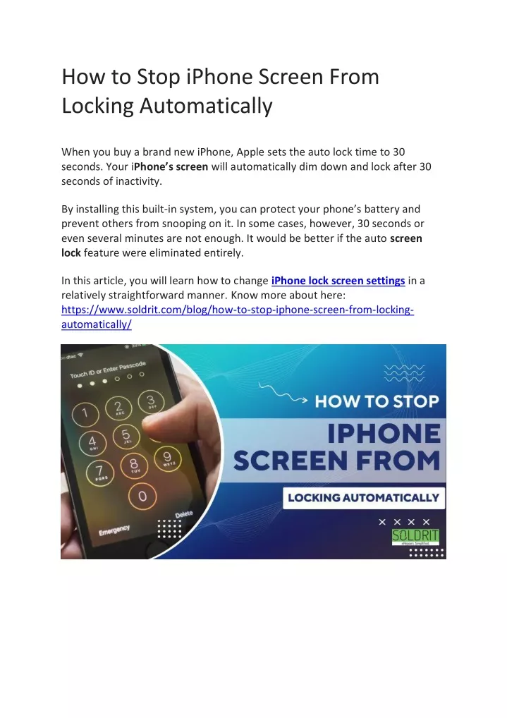 how to stop iphone screen from locking