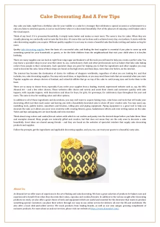 Cake Decorating And A Few Tips