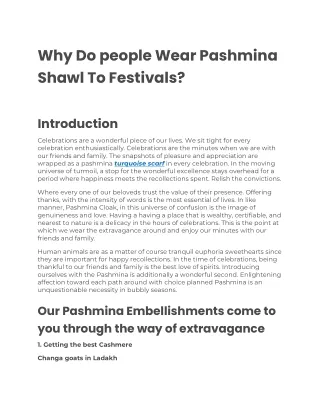 Why Do people Wear Pashmina Shawl To Festivals