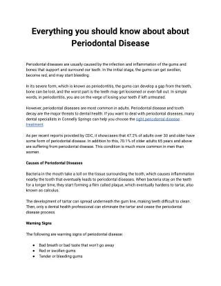 Everything you should know about Periodontal Disease