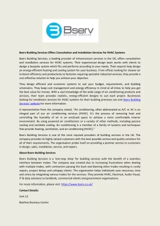 bserv building services offers consultation