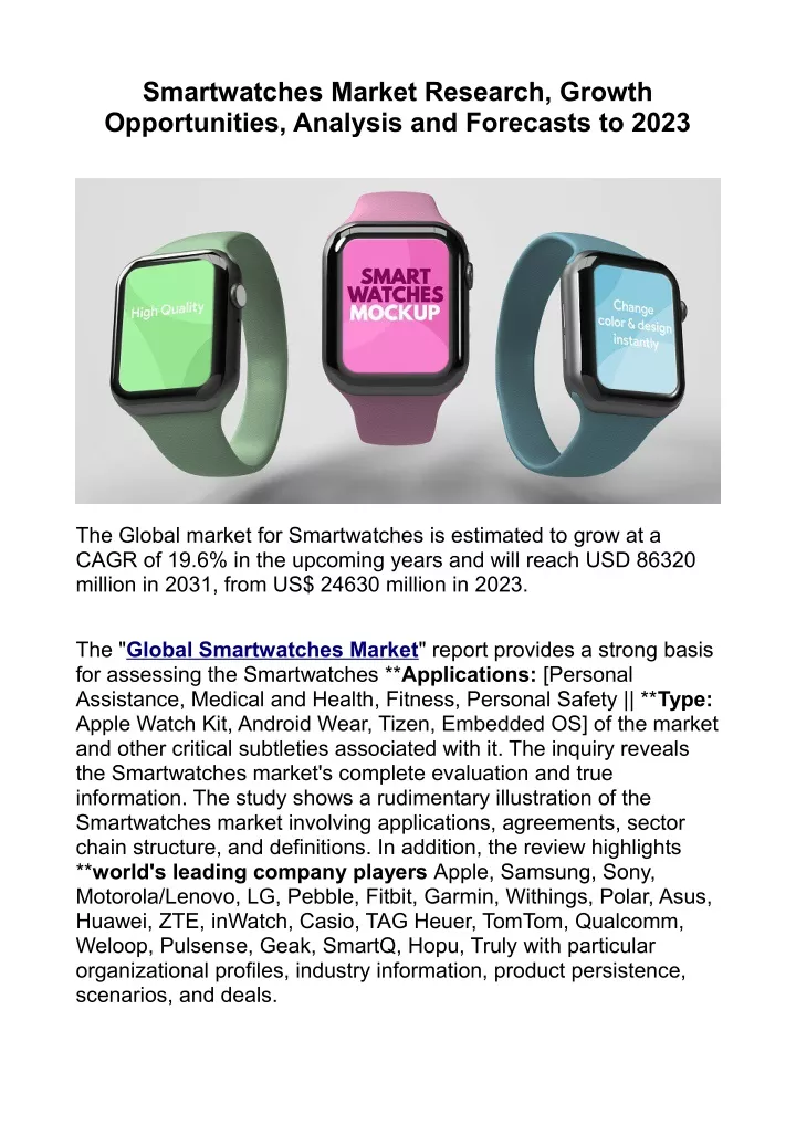 smartwatches market research growth opportunities