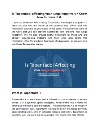 Is Tapentadol affecting your lungs negatively