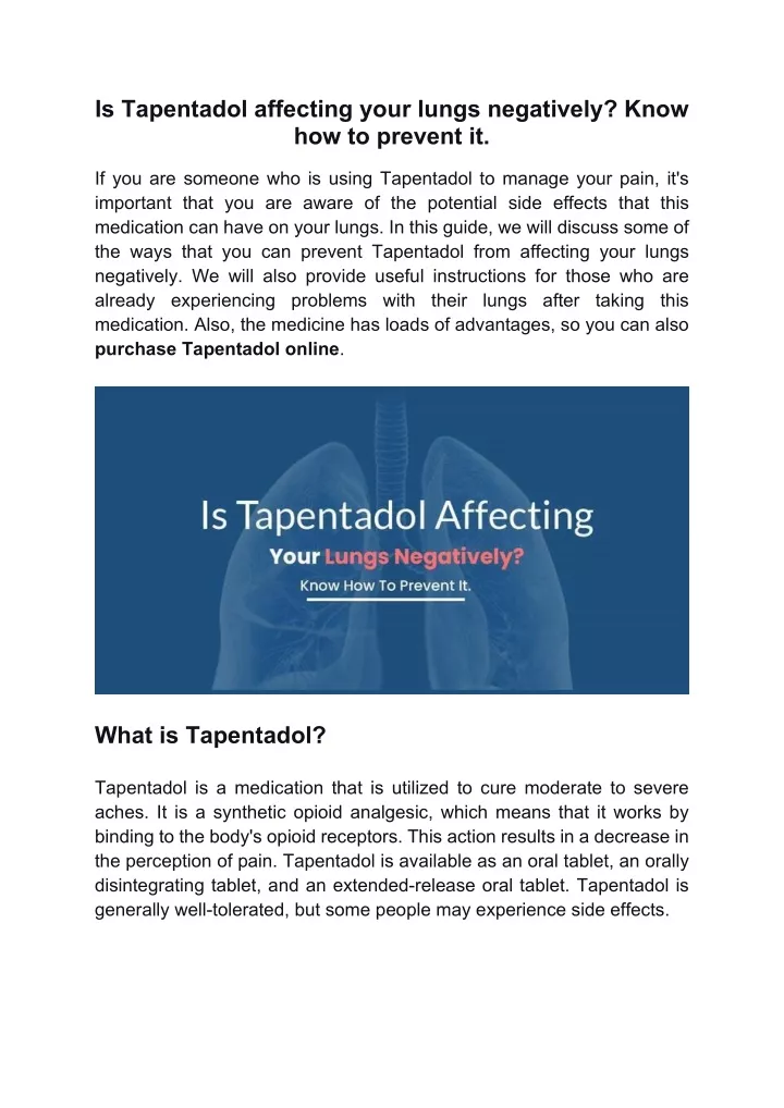 is tapentadol affecting your lungs negatively