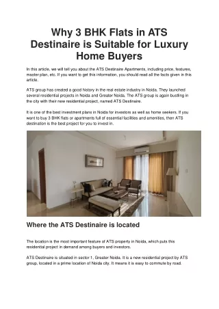 Why 3 BHK Flats in ATS Destinaire is Suitable for Luxury Home Buyers