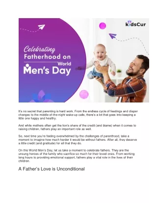 Celebrating Fatherhood on World Men’s Day