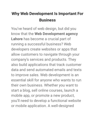 why web development is important for business