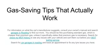 gas saving tips that actually work