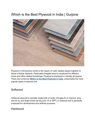 Which is the Best Plywood in India _ Gurjone