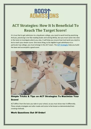 ACT Strategies | Boost Admission