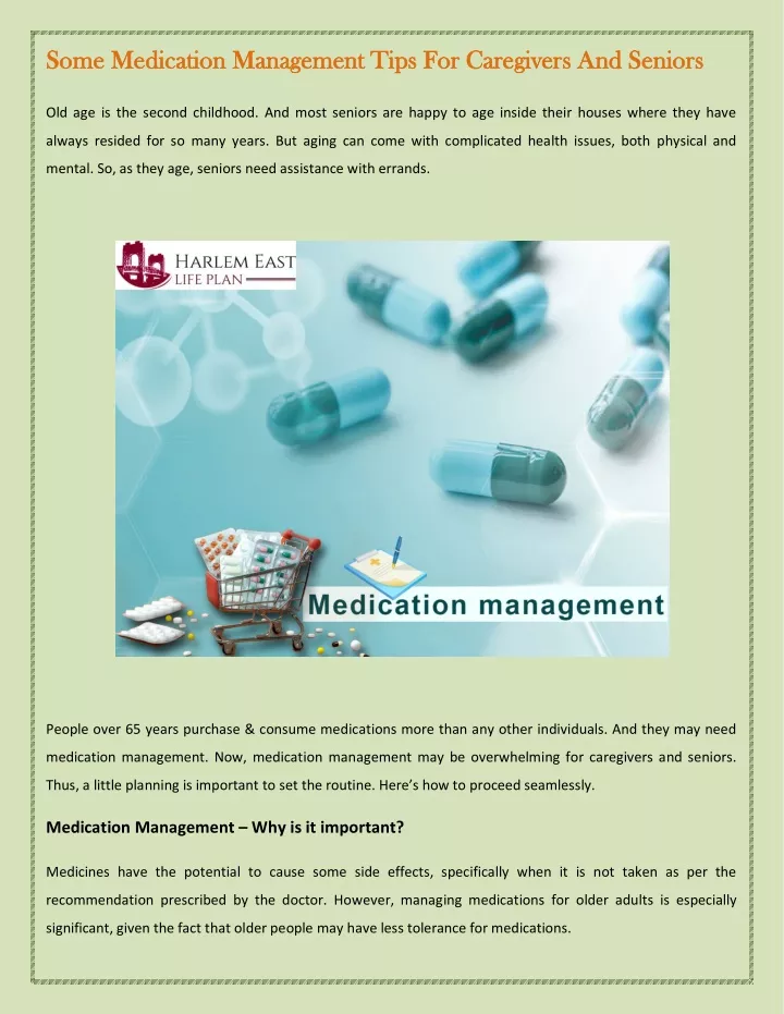 some medication management tips for caregivers