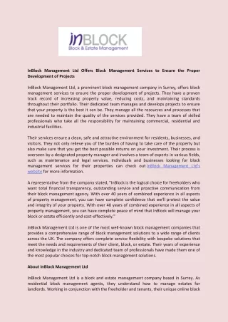 inblock management ltd offers block management