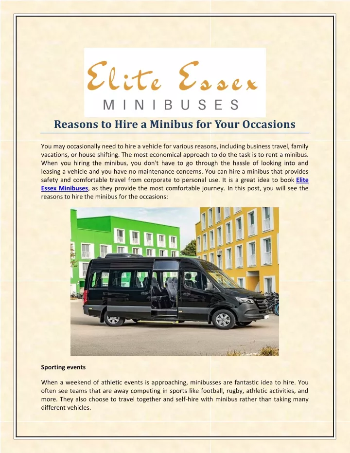 reasons to hire a minibus for your occasions