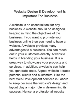 website design development is important