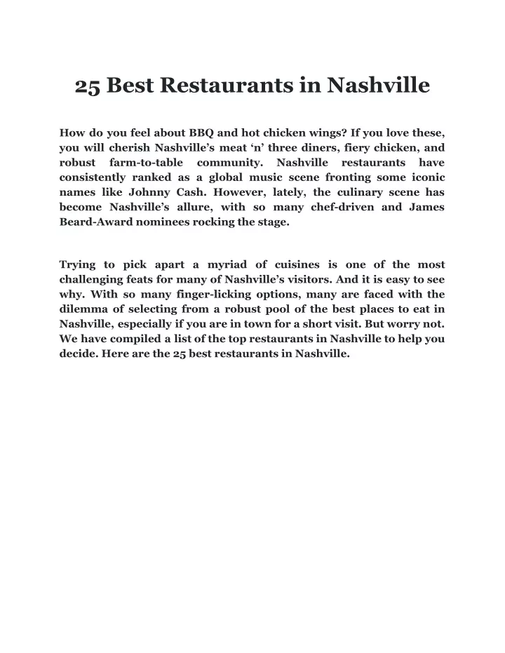 25 best restaurants in nashville