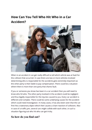 how can you tell who hit who in a car accident