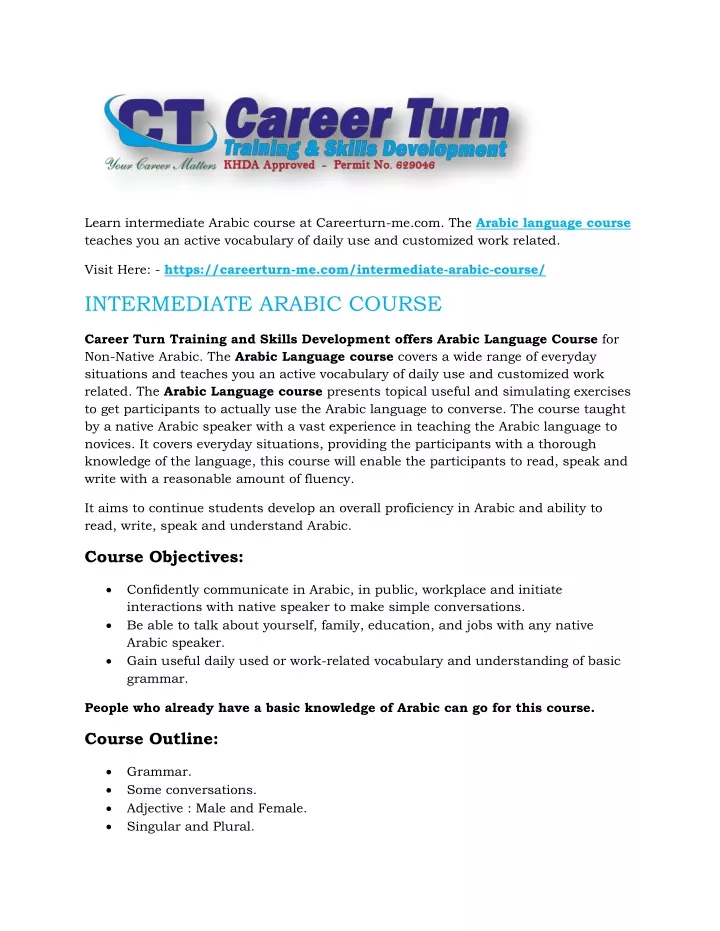 learn intermediate arabic course at careerturn