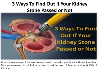 How to Find Out if a Kidney Stone Has Passed
