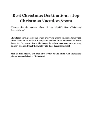 Best Christmas Destinations: Top Christmas Vacation Spots