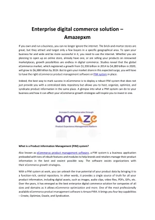 Enterprise digital commerce solution - Amazepxm