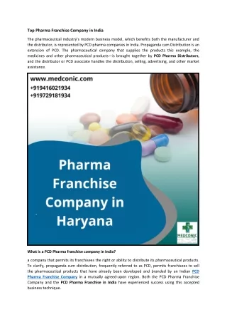 Top Pharma Franchise Company in India
