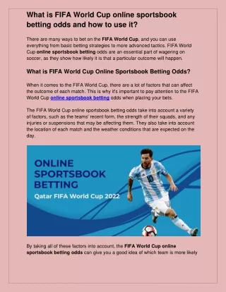 What is FIFA World Cup online sportsbook betting odds and how to use it