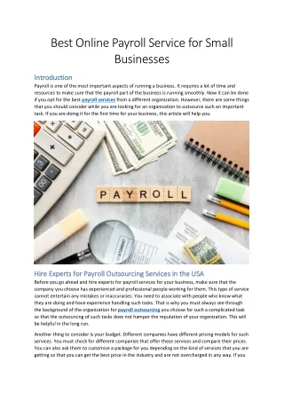 Best Online Payroll Service for Small Businesses