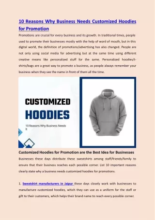 10 Reasons Why A Business Needs Customized Hoodies for Promotion