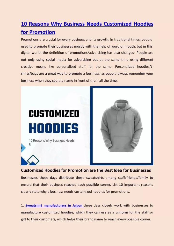 10 reasons why business needs customized hoodies