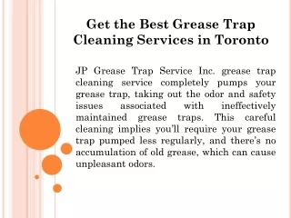 Get the Best Grease Trap Cleaning Services in Toronto