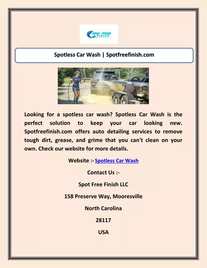spotless car wash spotfreefinish com