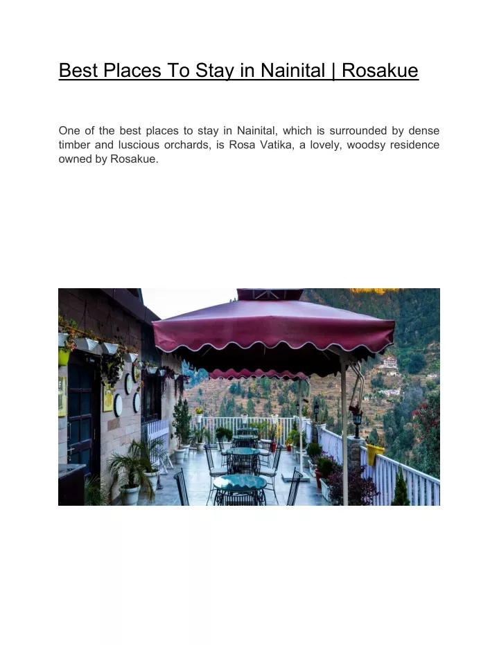 best places to stay in nainital rosakue