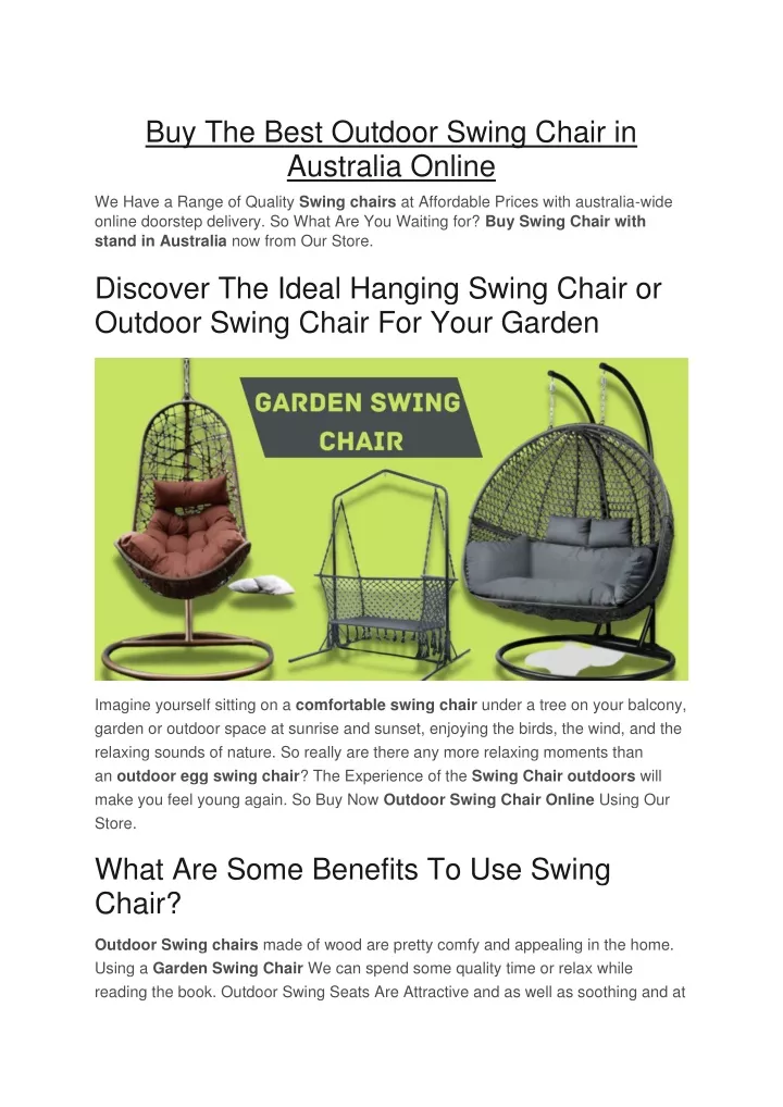 buy the best outdoor swing chair in australia