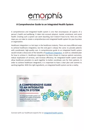 a comprehensive guide to an integrated health