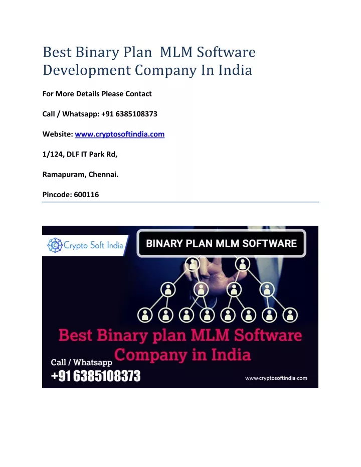 best binary plan mlm software development company