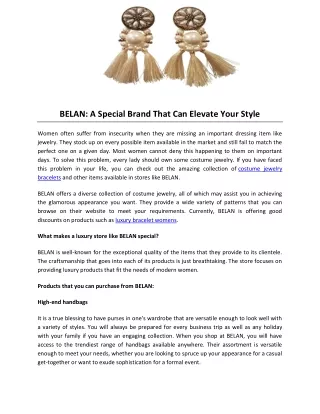 BELAN: A Special Brand That Can Elevate Your Style