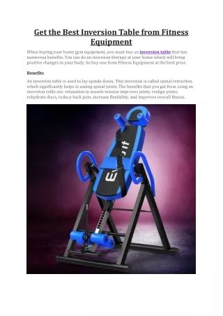 Get the Best Inversion Table from Fitness Equipment
