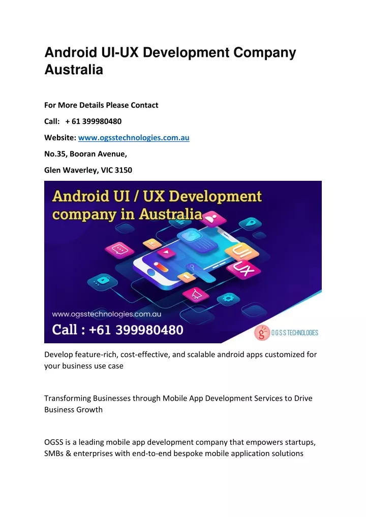 android ui ux development company australia