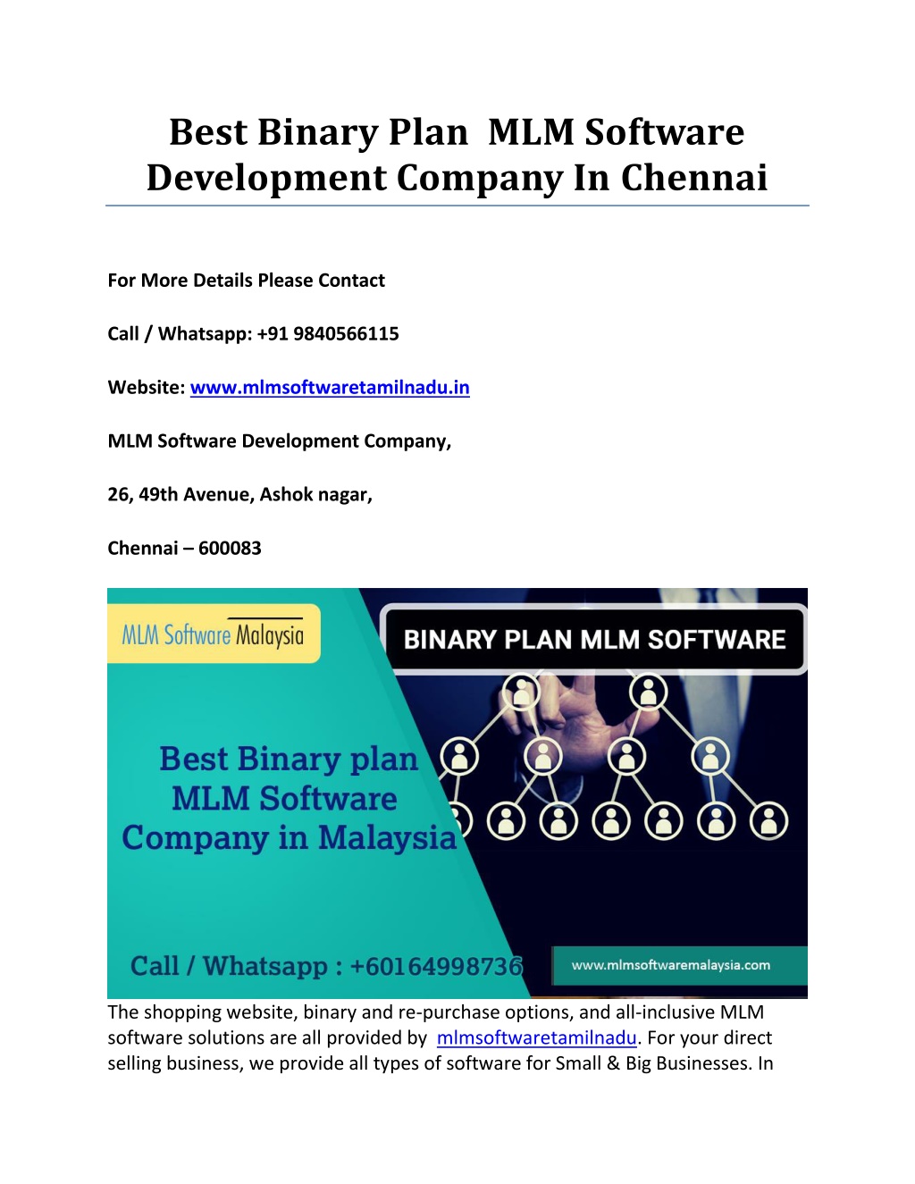 PPT - Best Binary Plan MLM Software Development Company PowerPoint ...