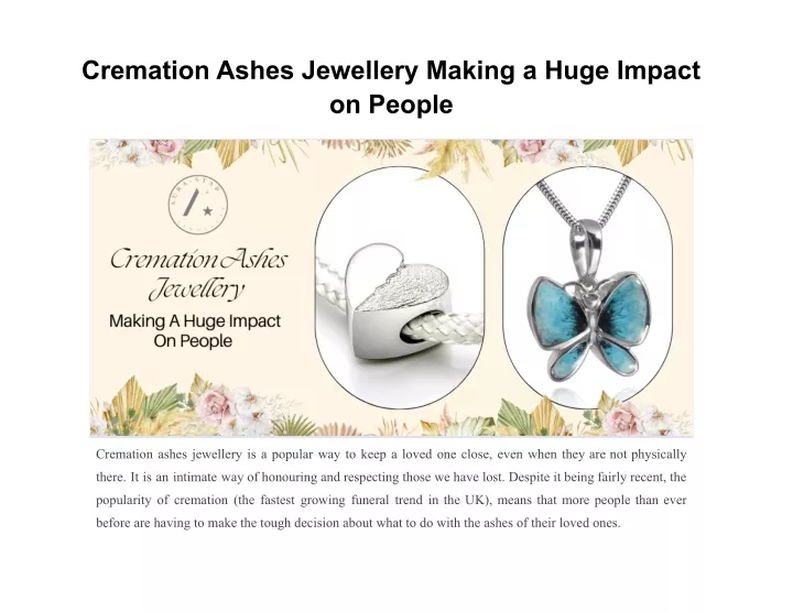 cremation ashes jewellery making a huge impact