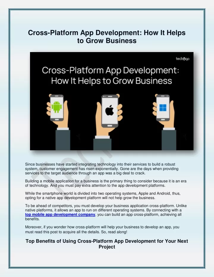 cross platform app development how it helps