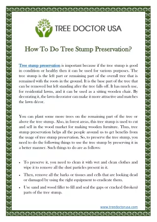 how to do tree stump preservation how to do tree