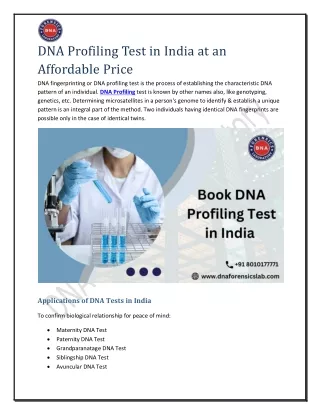 DNA Profiling Test in India at an Affordable Price