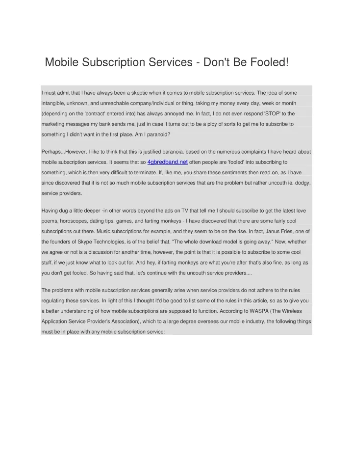 mobile subscription services don t be fooled