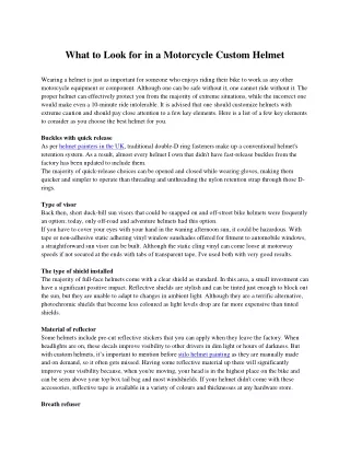 What to Look for in a Motorcycle Custom Helmet