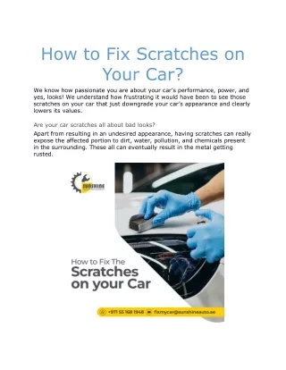 How to Fix Scratches on Your Car
